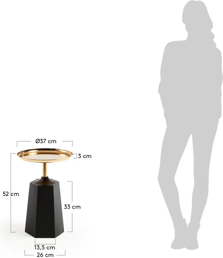 Măsuță auxiliară Kave Home, ø 37 cm, negru