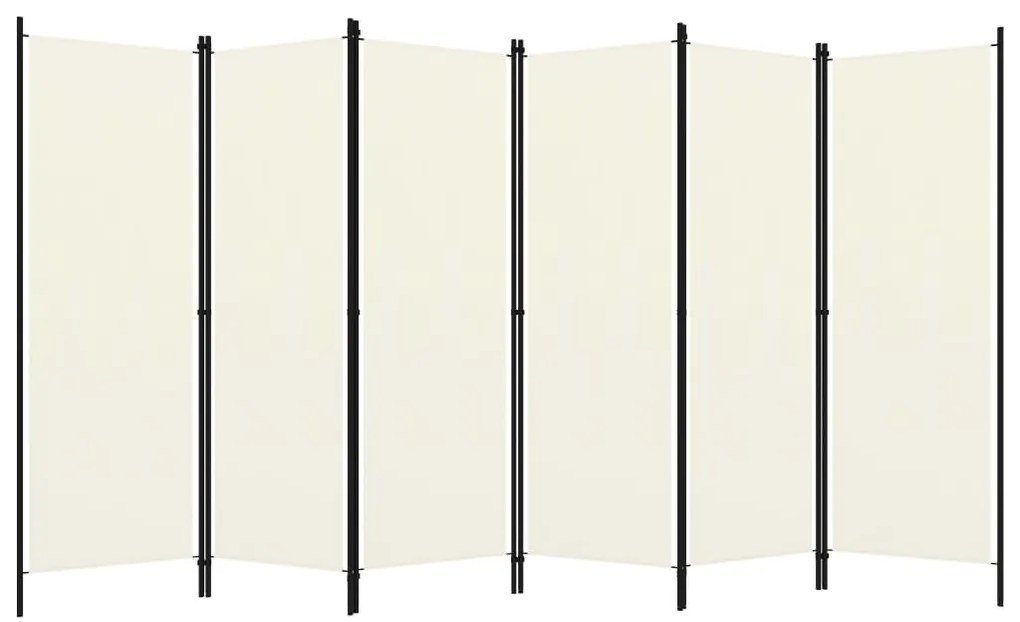 Paravan cameră cu 6 panouri, alb crem, 300 x 180 cm