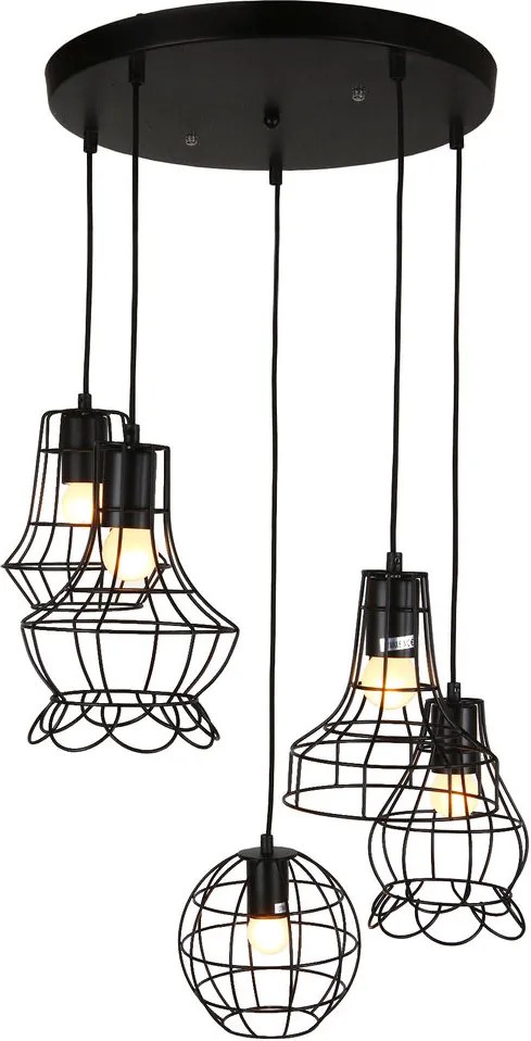 Lampa suspendata design decorativ – lampa plafon - negru (5 x E27)
