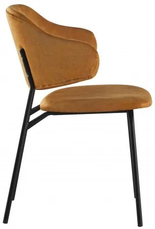 Neînvins Scaun de design Tracy catifea galben mustar cu cadru negru