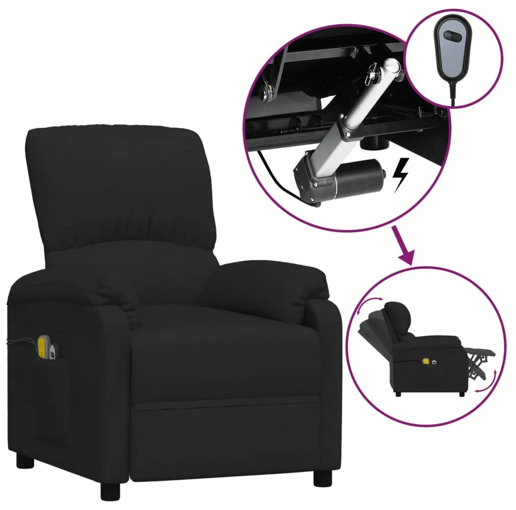 3073854 vidaXL Fotoliu de masaj electric rabatabil, negru, textil