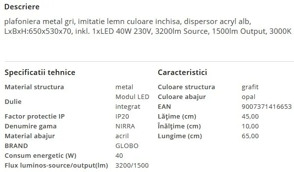Plafoniera LED moderna NIRRA 40W