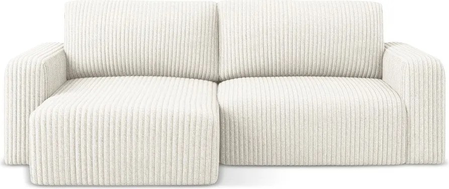 Colțar crem extensibil/cu spațiu de depozitare cu tapițerie din catifea reiată (cu colț pe partea stângă/cu șezlong) Kona – Makamii