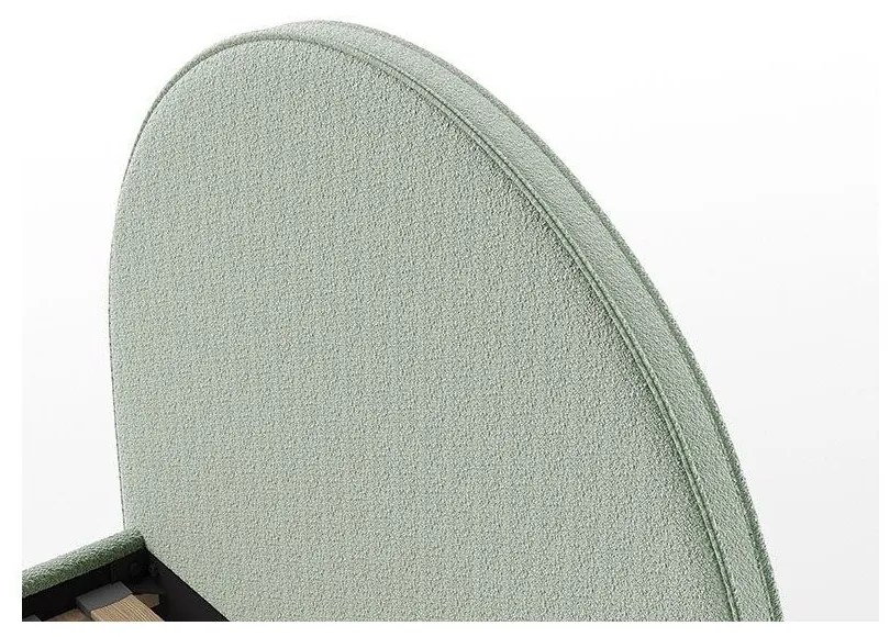 Pat verde tapițat cu spațiu de depozitare cu somieră 90x200 cm Moon – Vipack