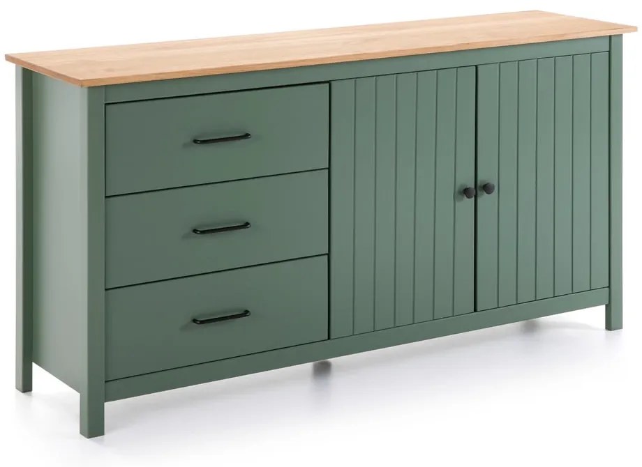 Comodă verde/în culoare naturală joasă din lemn masiv de pin 150x80 cm Miranda – Marckeric