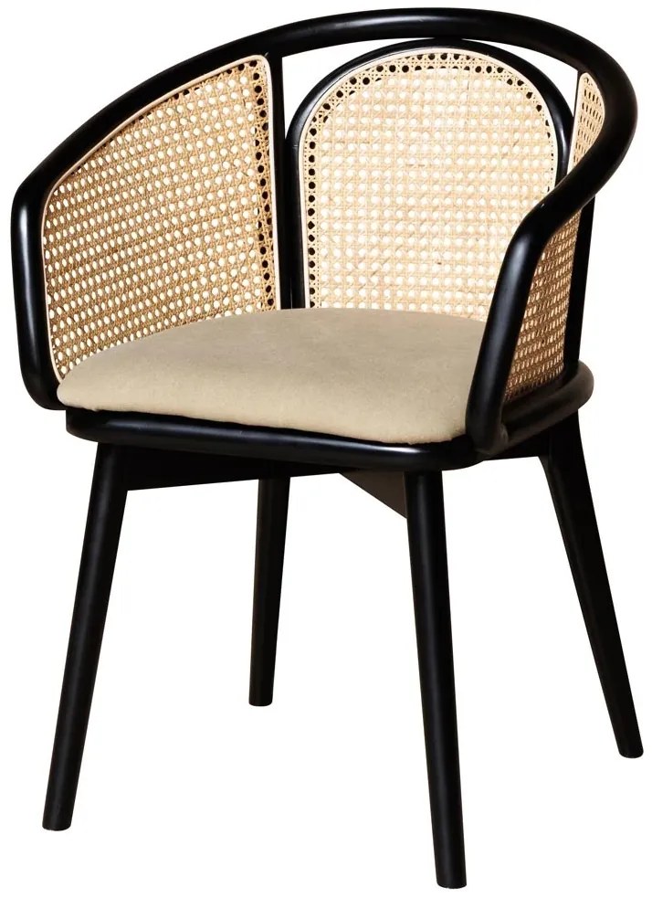 Scaun dining, din bumbac si rattan, Cleopatra