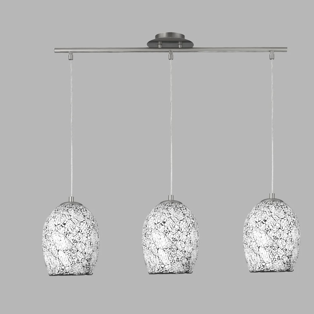 Lustra design modern Crackle 3L alb mozaic 8069-3WH SRT