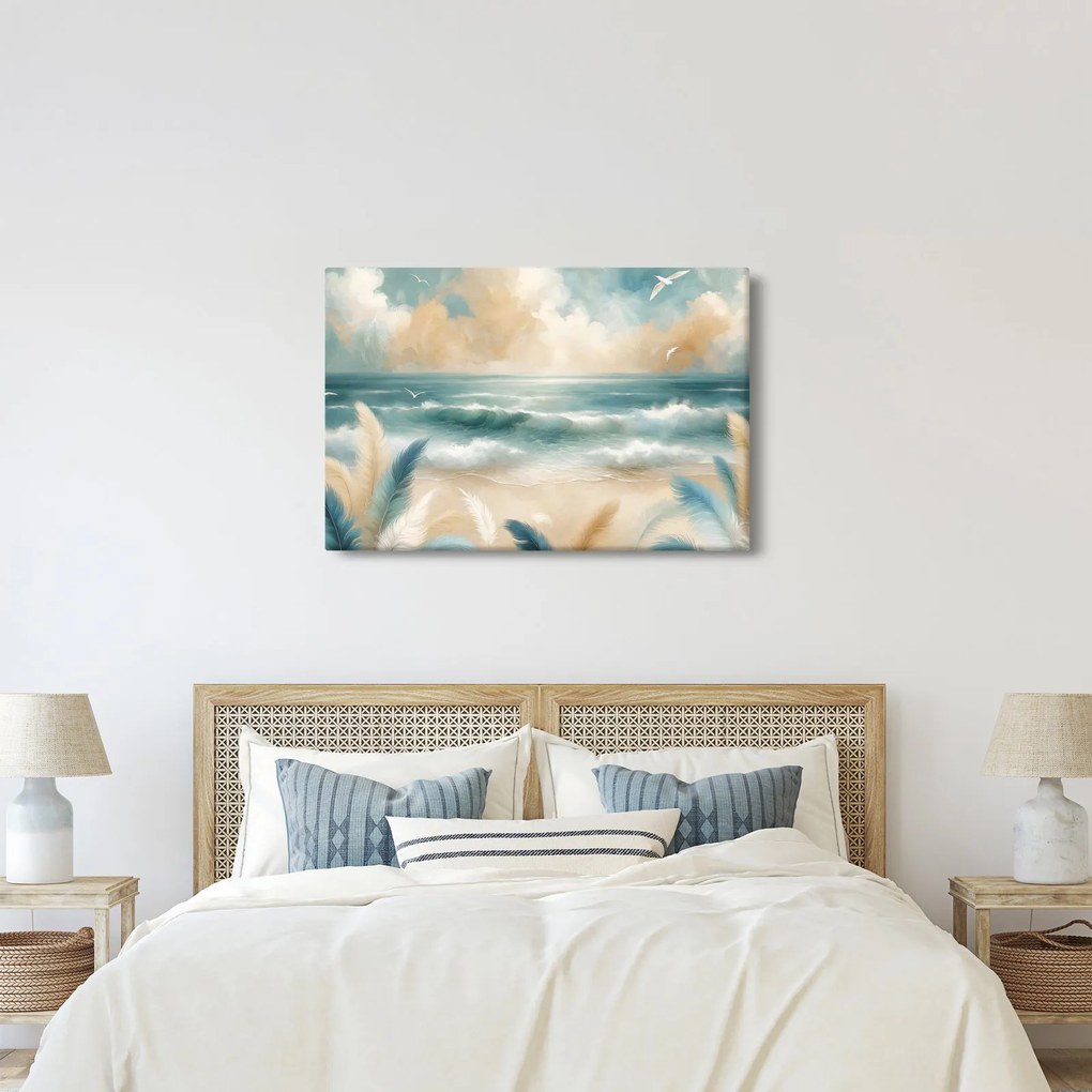 Tablou – Plajă pictată în culori delicate (90x60 cm)