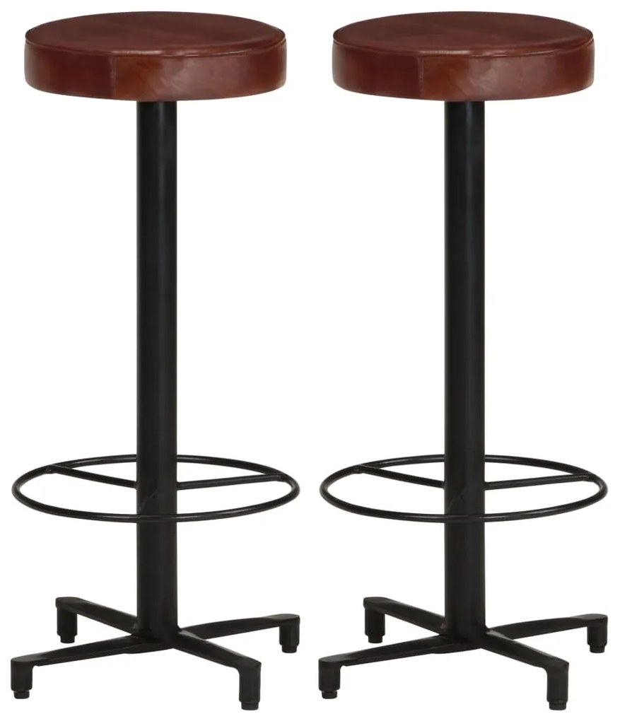 vidaXL Scaune de bar, 2 buc., 76 cm, piele naturală