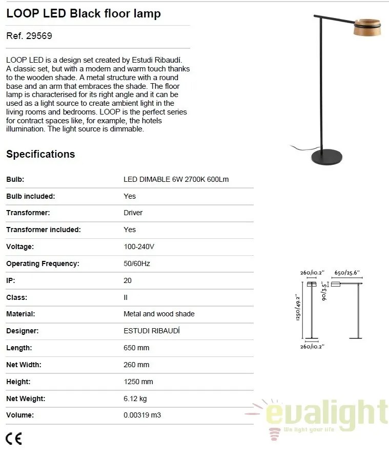 Lampadar LED / Lampa de podea dimabila design deosebit LOOP 29569