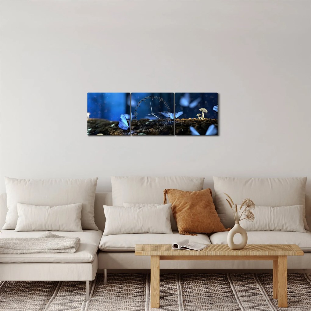 Tablou cu fluturi alabstre (cu ceas) (90x30 cm)