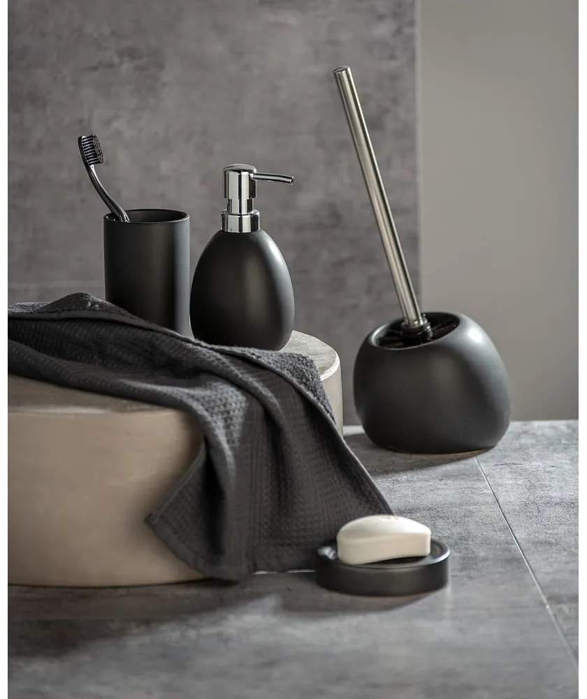 Perie de toaletă cu suport din ceramică Wenko Polaris, negru