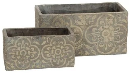 Ghiveci dreptunghiular din ciment, Floralia, gri, 22x11 cm