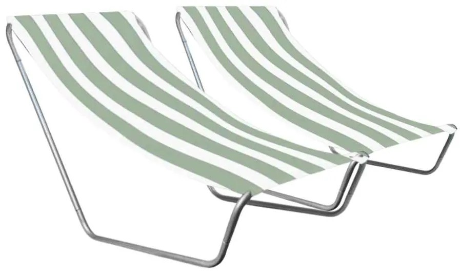 Set de 2 sezlonguri de plaja pliabile SAND, dungi verde deschis
