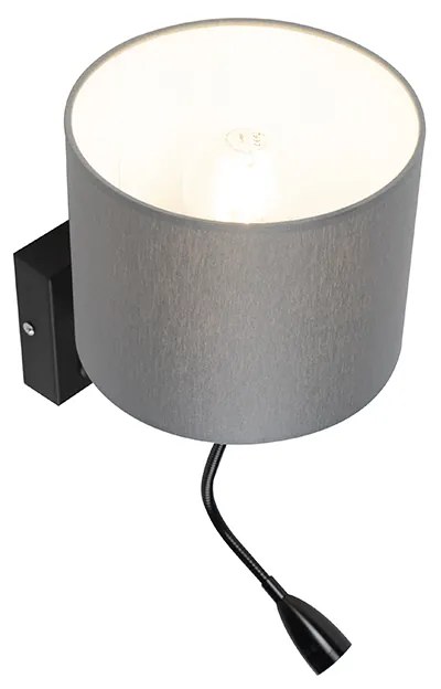 Aplică modernă neagră cu abajur gri - Brescia