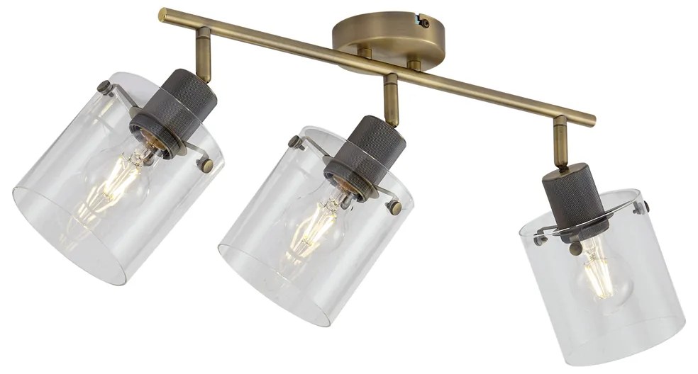 Spot de tavan de design bronz cu sticlă transparentă cu 3 lumini - Domo