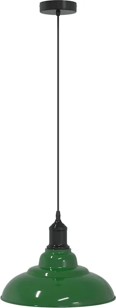 vidaXL Lampă suspendată reglabilă pe înălțime E27 verde lucios metal