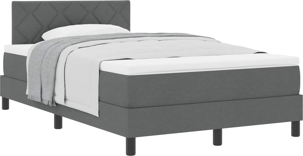 vidaXL Pat cu arcuri cu saltea Gri închis 120 x 190 cm țesătură