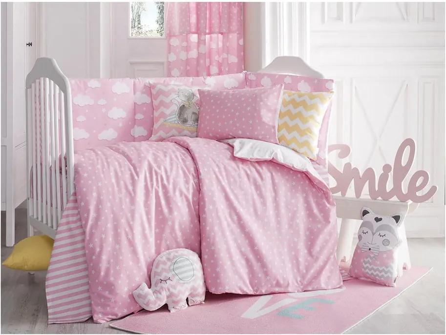 Lenjerie de pat cu cearceaf pentru copii Apolena Carino, 100 x 150 cm, roz