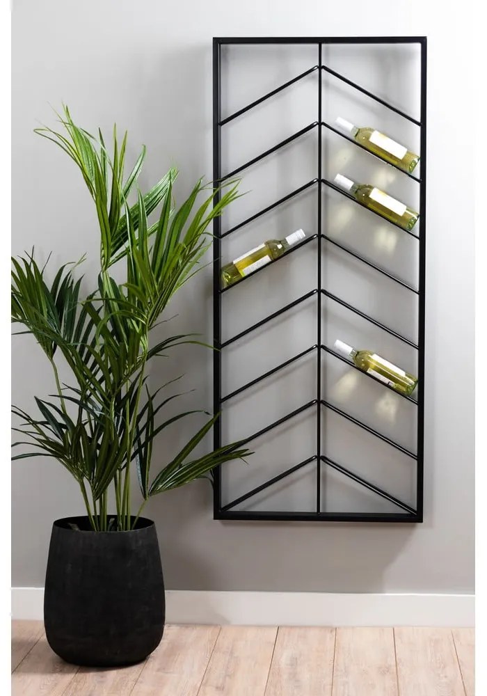 Raft pentru sticle de vin negru pentru perete din metal număr de sticle 16 70x160x6 cm Malbeo – Light &amp; Living