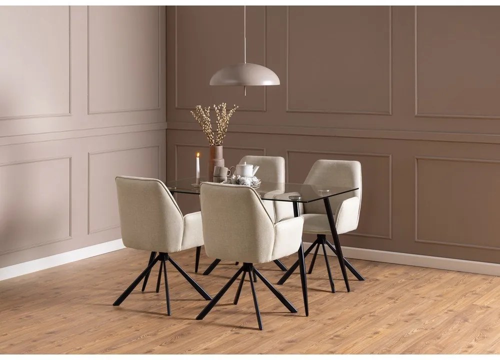 Set de scaune de sufragerie bej cu cotiere 2 buc. tapițat Glenda – Actona