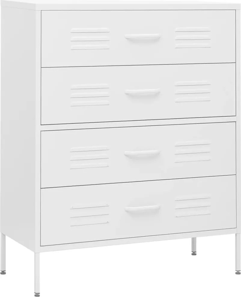 vidaXL Comodă cu sertare, alb, 80x35x101,5 cm, oțel