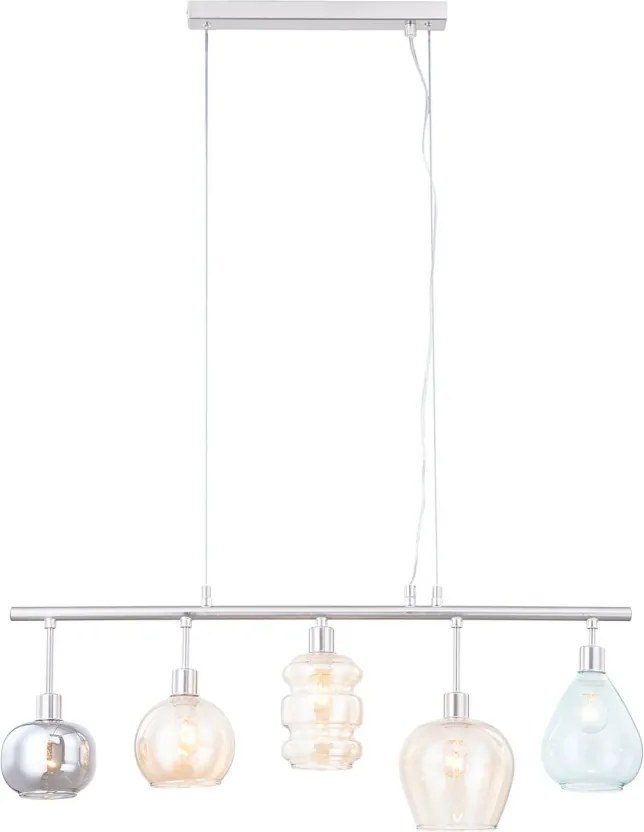 Lustra pendul Brooklyn III cu 5 becuri, metal/sticla, multicolor