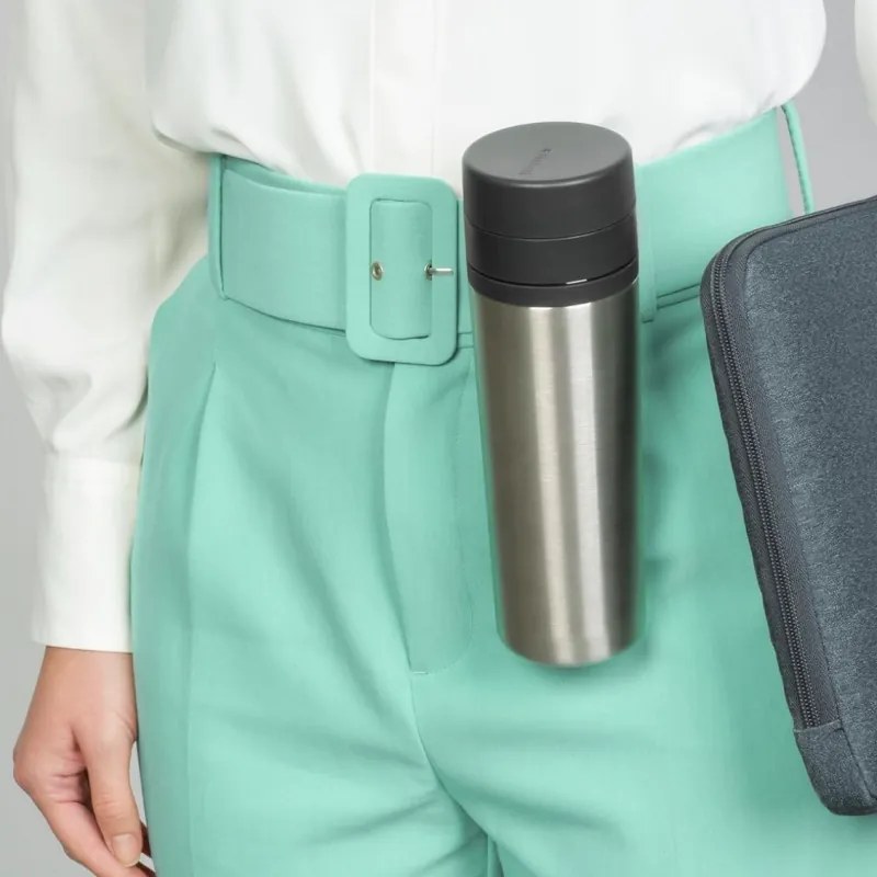 Sticla thermos Brabantia Make&Take 1008487, 500 ml, Pereti dubli, Fara BPA, Argintiu/gri închis