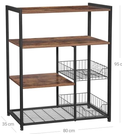 Etajeră de bucătărie MARGE maro/negru