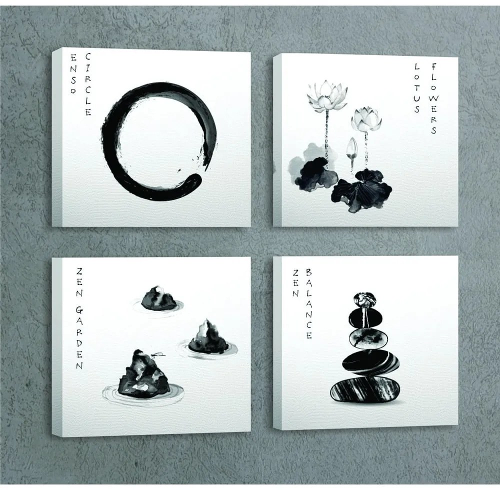 Tablouri 4 buc. 30x30 cm Japanese Zen – Wallity