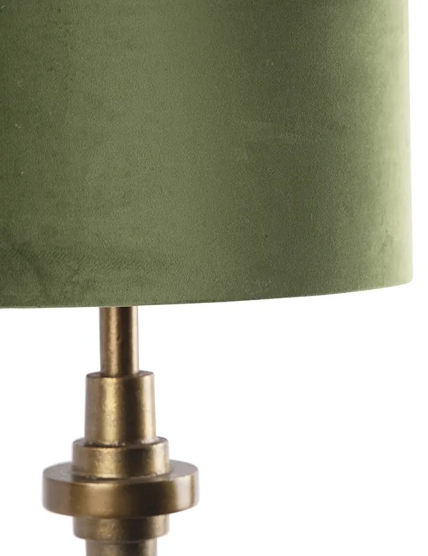 Lampă de masă bronz catifea umbră verde 40 cm - Diverso