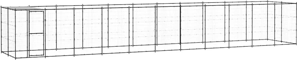 vidaXL Padoc pentru câini de exterior cu acoperiș, 26,62 m², oțel