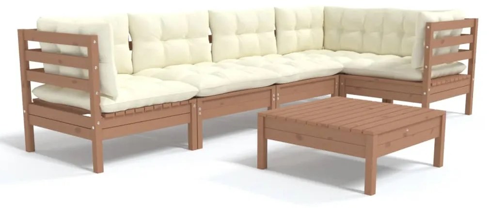 3096391 vidaXL Set mobilier grădină cu perne, 6 piese, maro miere, lemn de pin