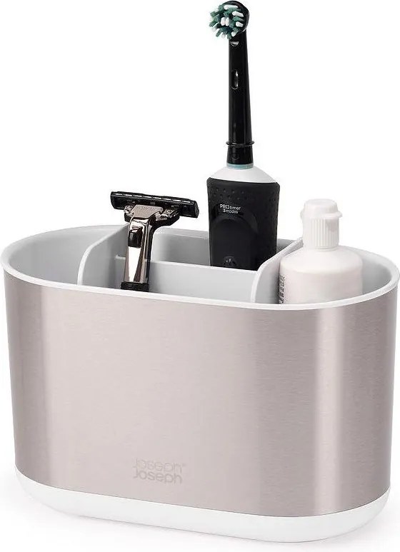 Suport pentru periuța de dinți argintiu din oțel inoxidabil Duo Steel – Joseph Joseph