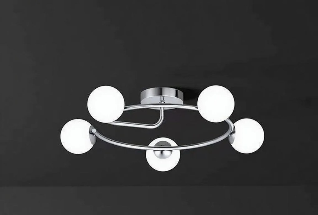 Lustră 6655-5 Crom, 5 Socluri E27, Design Modern, 630×630×240 mm