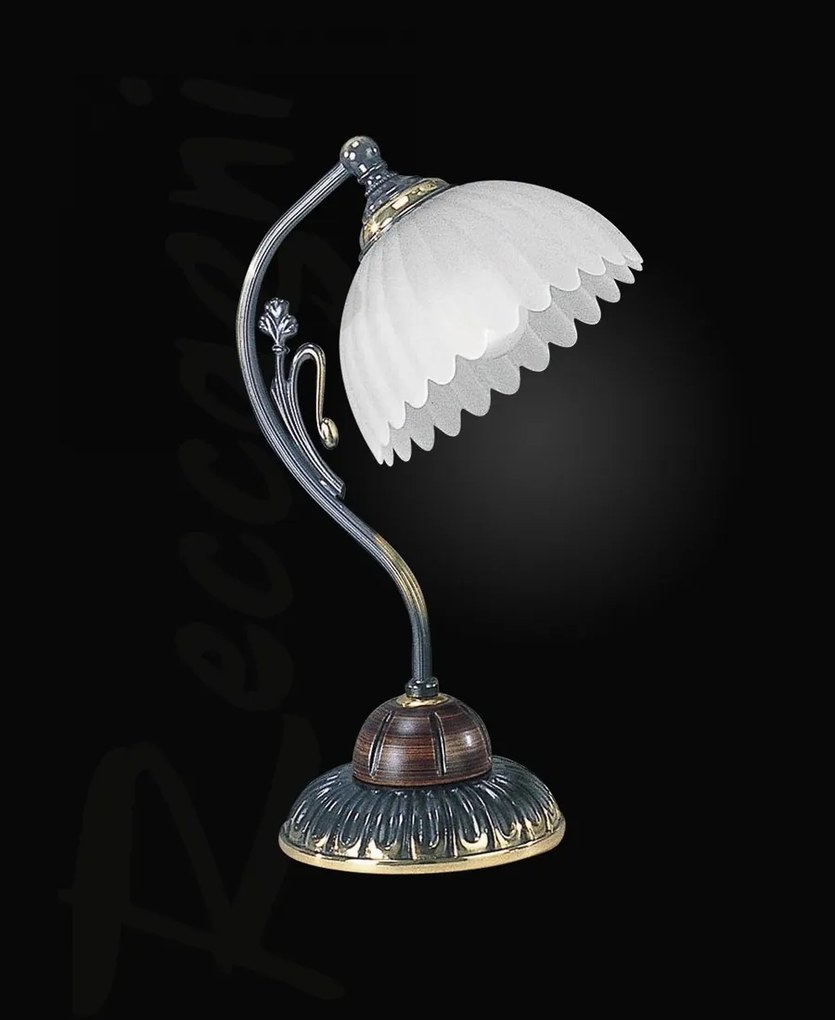 Veioza, Lampa de masa design italian din alama cu lemn 2610