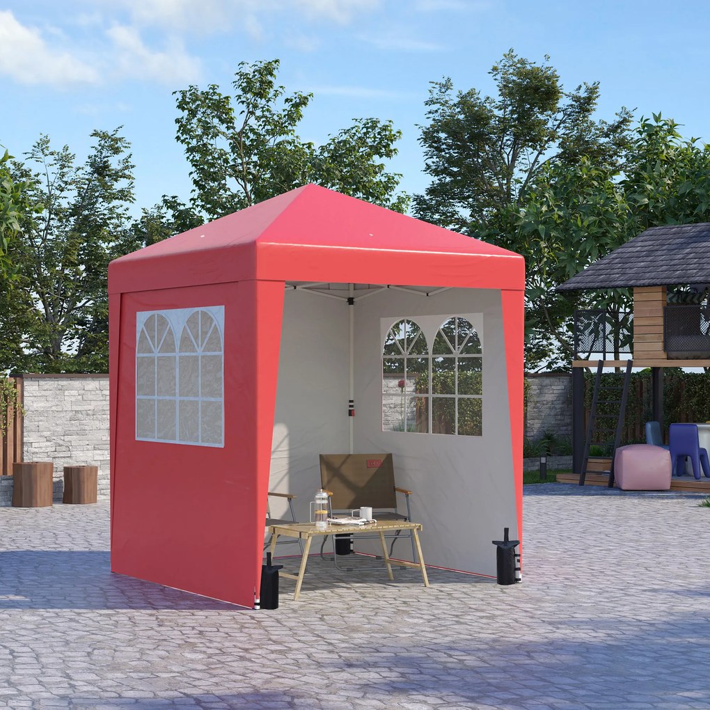 Outsunny Tonnelle barnum de grădină pop-up pliabil reglabil în înălțime protecție UV 30+ 3 părți laterale rouge | Aosom Romania
