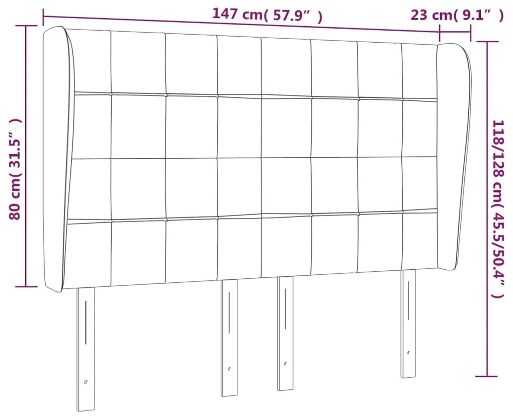 Tablie pat cu urechi albastru inchis 147x23x118 128 cm catifea 1, Albastru inchis, 147 x 23 x 118 128 cm