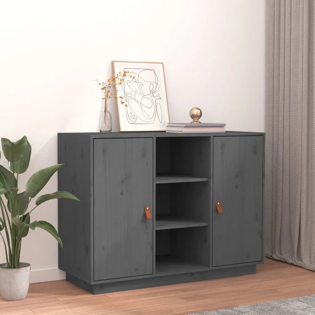 vidaXL Dulap, gri, 100x40x75 cm, lemn masiv de pin
