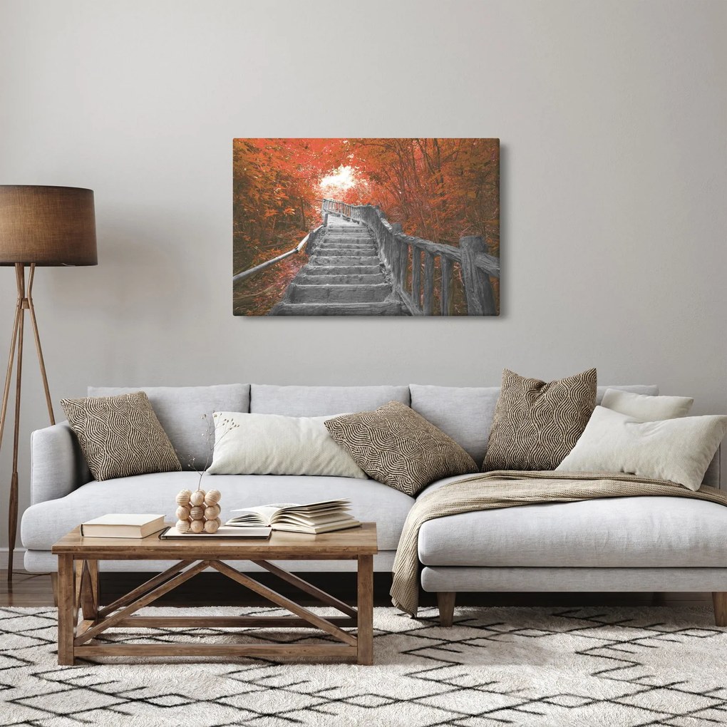 Tablou - Scări în natură, portocaliu (90x60 cm)