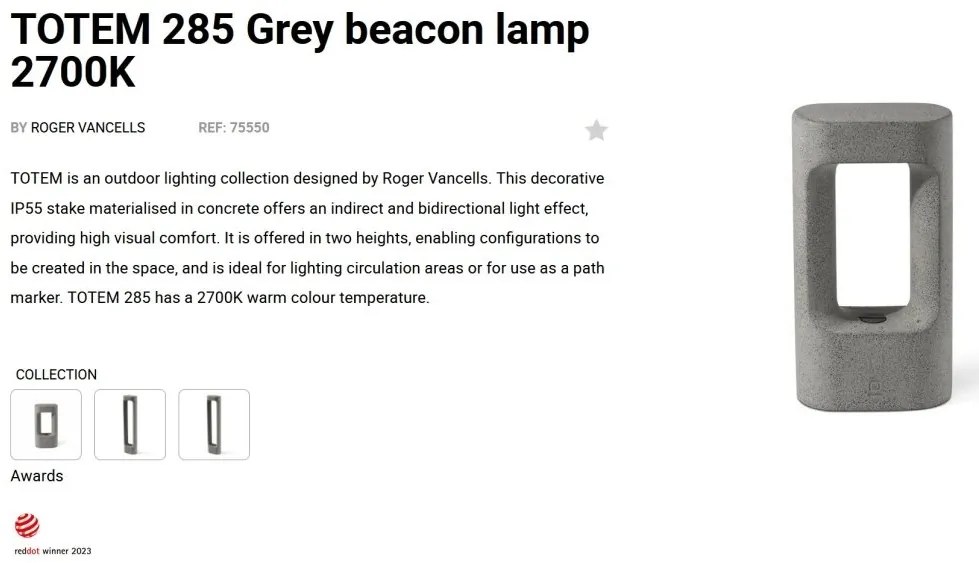 Stalp LED de exterior IP55 TOTEM 27,8cm Grey 2700K