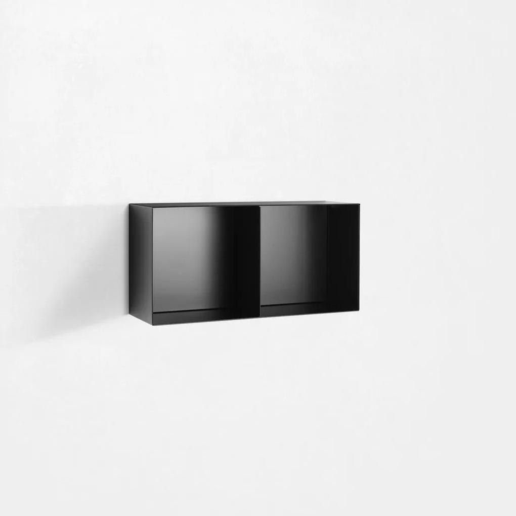 Raft dublu de perete RIINO 3, Metal, Negru, 55x18x27.5 cm