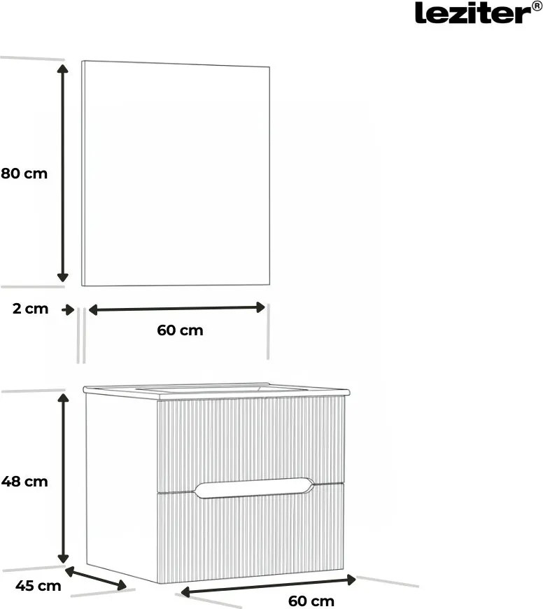 Trent Mobilier de baie 60 cm lavoar ceramic (2 sertare) cu oglindă 60x80 cm gri antracit-verde-oliv