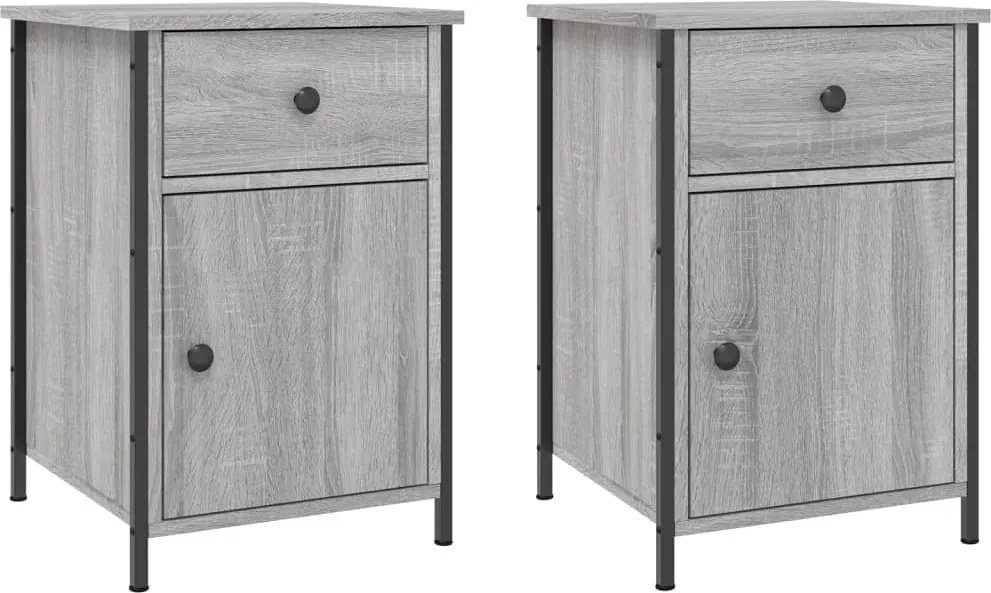 vidaXL Noptiere, 2 buc., gri sonoma, 40x42x60 cm, lemn prelucrat