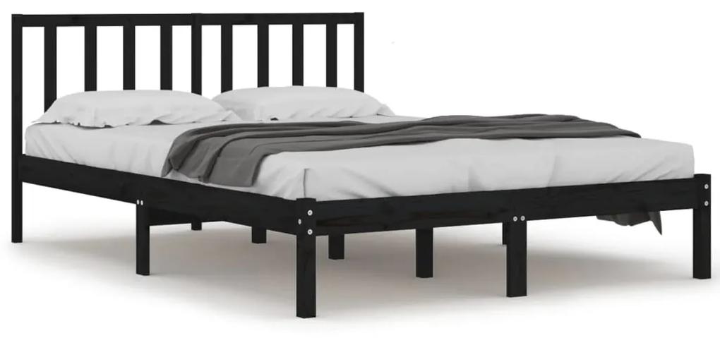 3105055 vidaXL Cadru de pat, negru, 140x190 cm, lemn masiv de pin