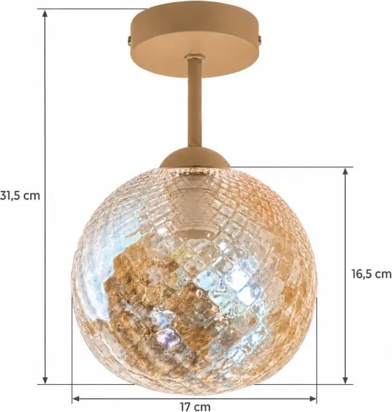 BRILAGI - lustru aplicat LED R GLASS 1xE27/60W/230V Ø 17 cm bej/bej fumuriu