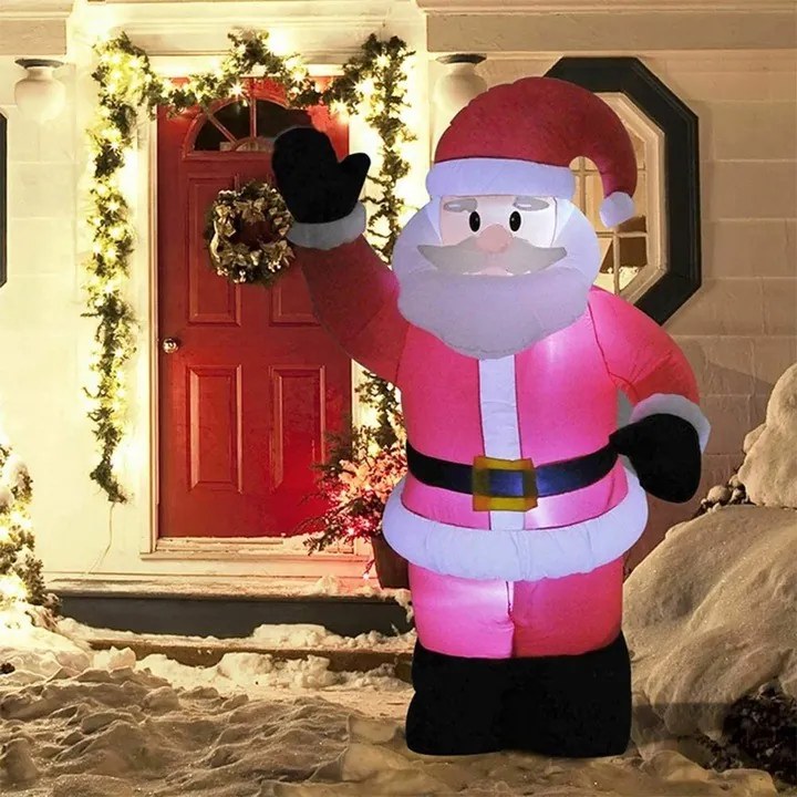 Moș Crăciun gonflabil cu lumină LED 120 cm