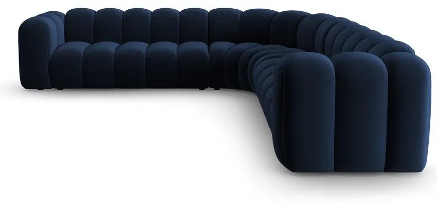 Colțar modular albastru cu tapițerie din catifea Lupine – Micadoni