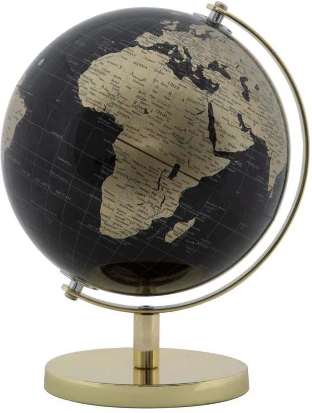 Decorațiune Globe, 28x20x20 cm, plastic/ metal, negru/ auriu