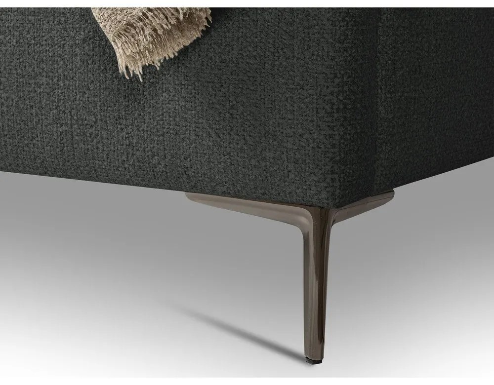 Pat matrimonial gri închis tapițat cu somieră 180x200 cm Makana – Makamii